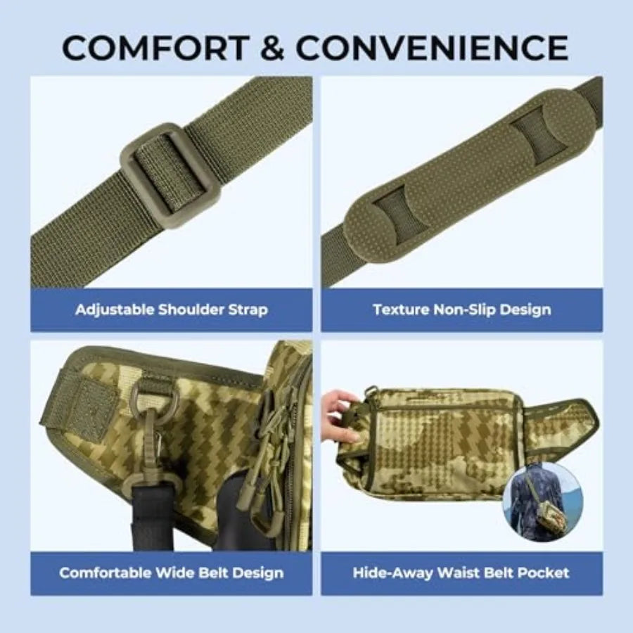 BaitSpace Waist Bag Waterproof Tackle Storage Bag With Adjustable Belt, Fishing Fanny Pack for Men, Soft Bait Organizer, 3600 U
