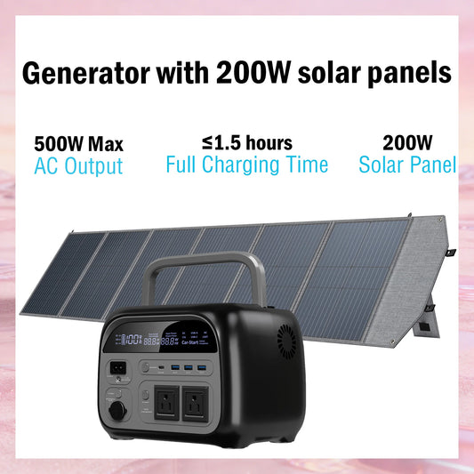 CTOLITY AC110 345.6Wh 500W Portable Power Station LiFePO4 Solar Generator 3500+ Cycles For Camping Hiking Fish