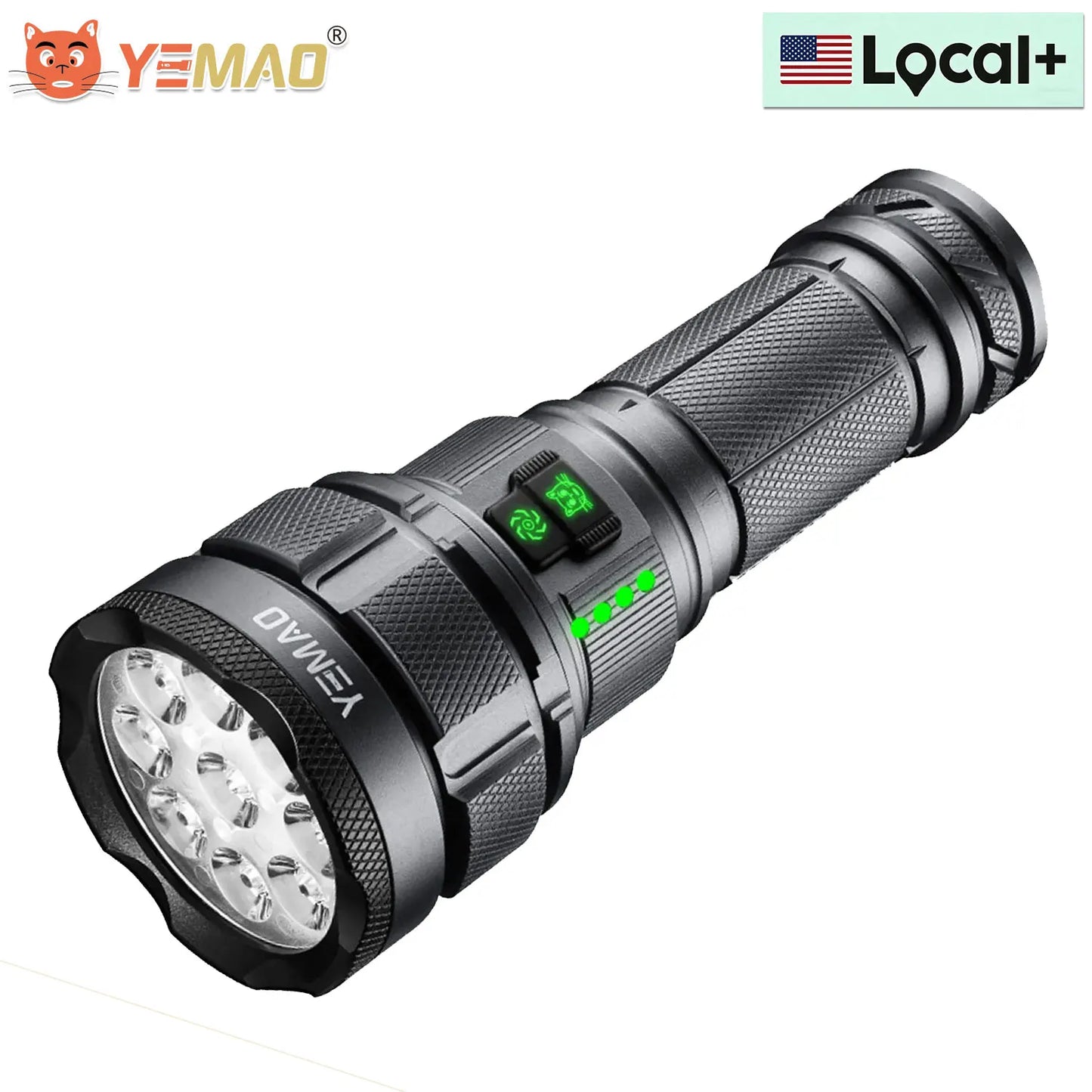 USB-C Rechargeable Tactical Flashlight 1500 Lumens Slim Flat Shape Torch with Spotlight Floodlight Strobe Modes Digital Display
