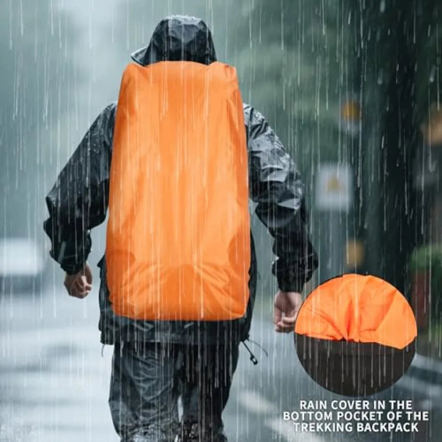 Hiking Backpack with Rain Cover Waterproof Camping Backpack Shoes Warehouse for Men Women Frameless