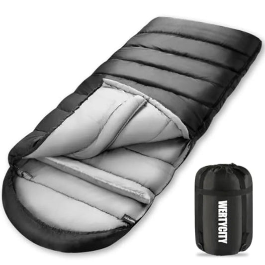 0 Degree Sleeping Bag for Adults, XXL Big and Tall 4 Season Cold Weather Winter Camping with Compression Sack