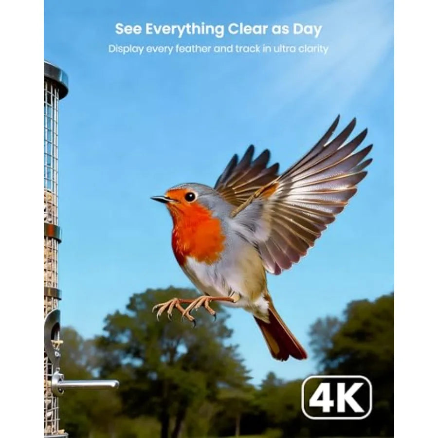 Outdoor wildlife monitoring solar trail camera with 4K UHD resolution, 64MP sensor, black IP66 housing, 0.1s motion activation,