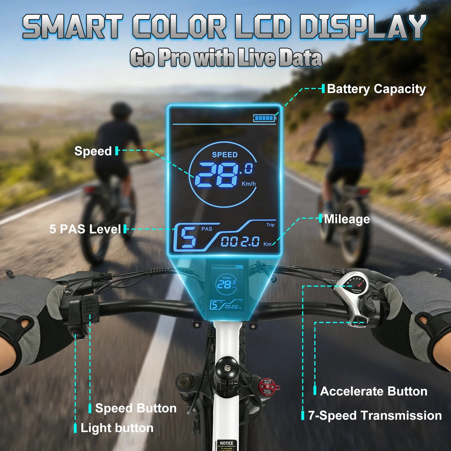 OBX Electric Bike for Adults 1500W Peak Motor 31MPH Fast Speed 48V 15Ah Battery 26" Fat Tire Mountain Ebike 360lbs Max Load Aluminum