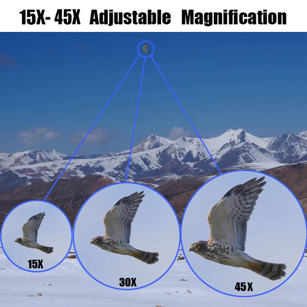 BORWOLF 15-45X60 Binoculars Telescope HD Light Night Vision Bak4 Prism Professional Zoom Powerful for Hunting Bird Watching