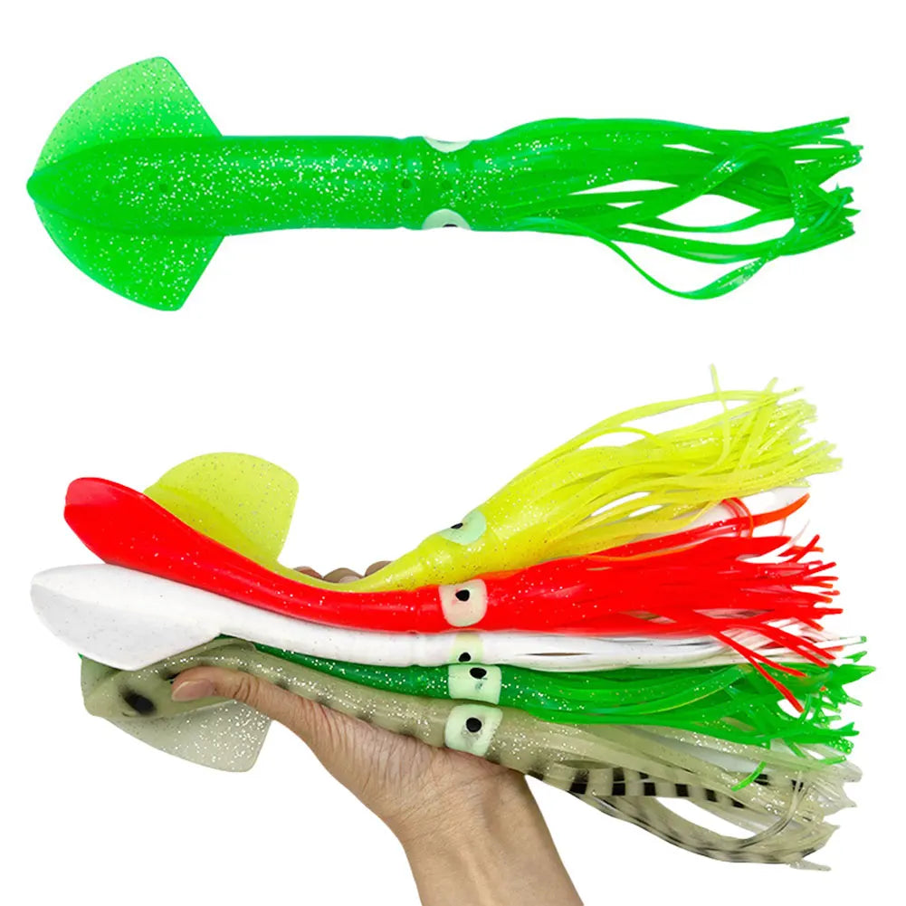 5Pcs 30cm Fishing Soft Lures Luminous Octopus Sea Fishing Wobbler Fishing Soft Bait Silicone Squid Bait