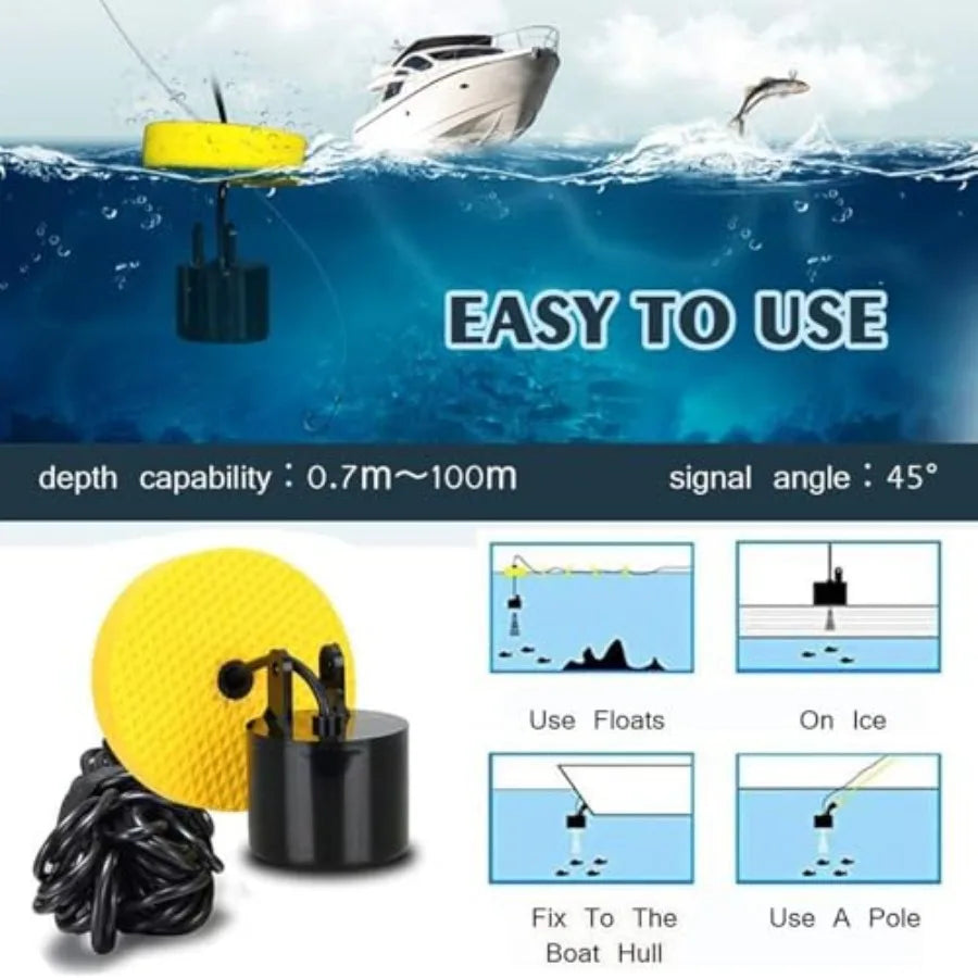 Sonar Portable Fish Finder Transducer Wired Water Depth Finders Boat Kayak Transducer Fish Finder Handheld Fishing Gifts for Me
