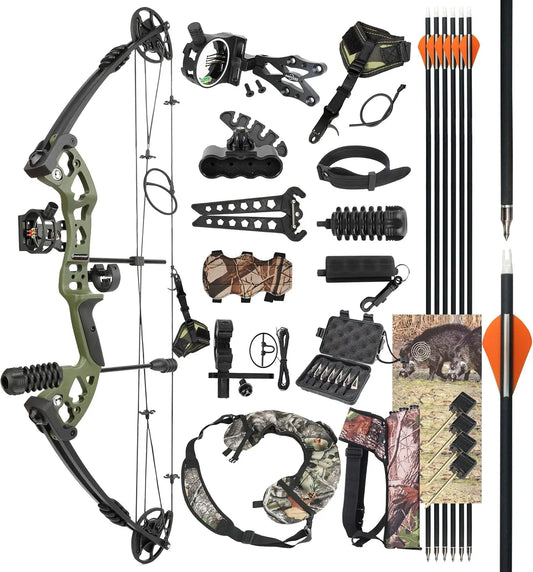 Compound Bow Kit,Hunting&Target,Limb Made in USA,Draw Weight 30-55lbs Adjustable,Draw Length 24-29.5\\", Right/Left Handed for A