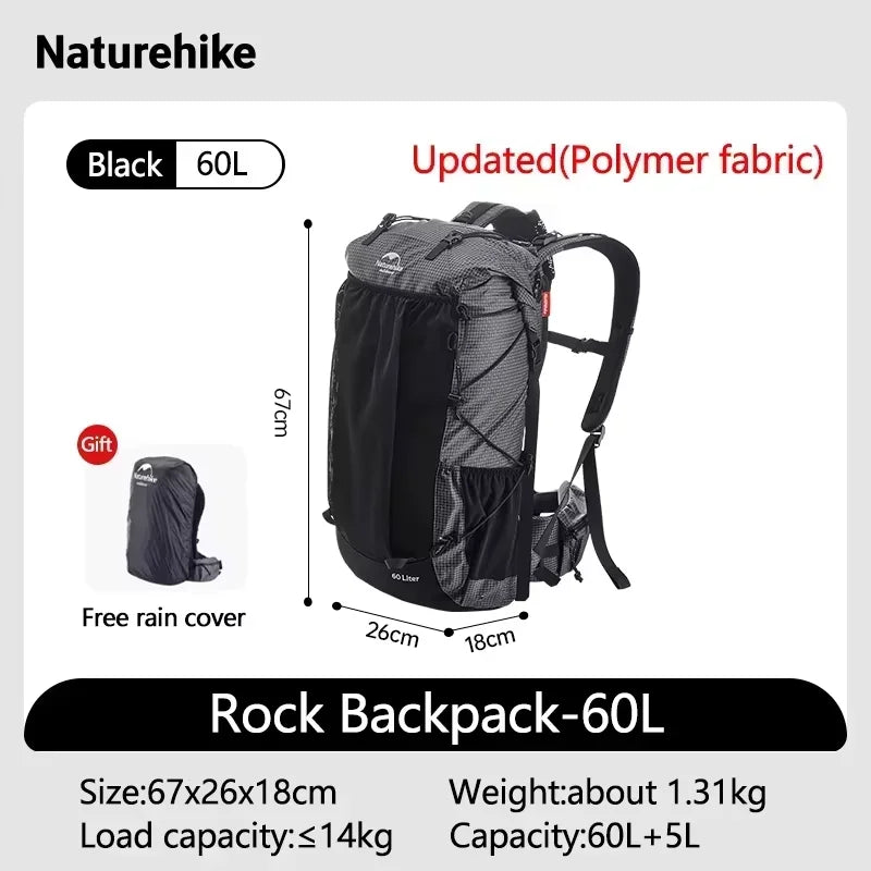 Naturehike 40L 60L Waterproof Hiking Backpack Internal Frame Camping Climbing Cycling Backpack Outdoor Sport Bag with Rain Cover