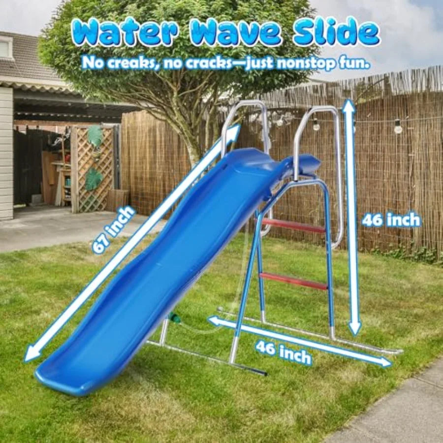 Water Slide for Backyard Outdoor Waterslide with 3-Zone Spray Sprinkler and Ground Tarp Summer Water Game Toy for Backyard Wate