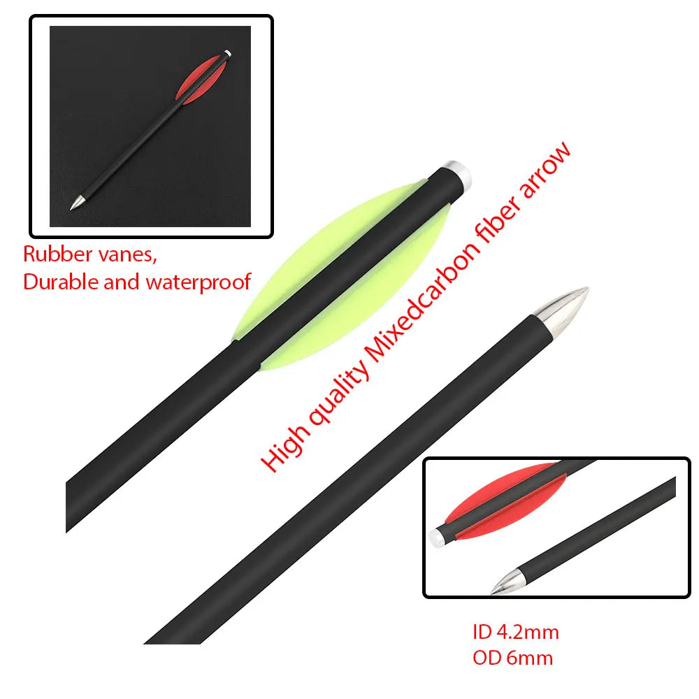 6.3"Archery Crossbow Bolts Mini Mixed Carbon OD6mm ID4.2mm Crossbow Arrow Bow Archery Hunting Shooting Arrow 6/12/18/24pcs