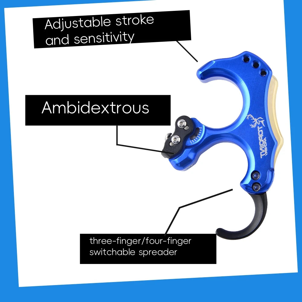TP460 Compound Bow Release 3/4 Finger Thumb Trigger Back Tension Caliper for Left Right Hand Archery Hunting Target Use