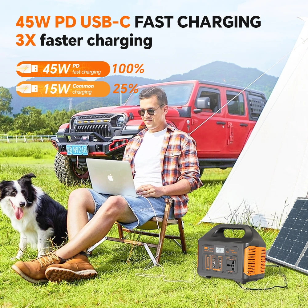 500W 460Wh Portable Solar Power Station Emergency Power LED Display Outdoor Power Supply LifePO4 Battery Power Bank for Camping Fishing