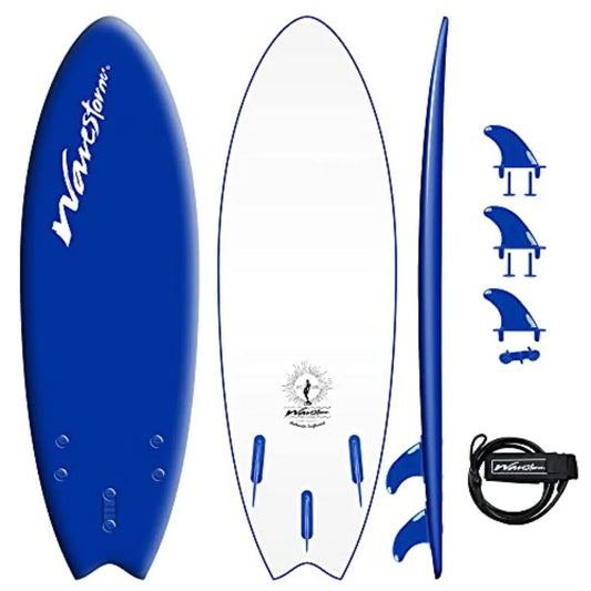 -Soft Top Foam 5'6" Surfboard/Fish Swallow Tail Surfboard for Beginners and All Surfing Levels Youth Complete Set Includes Leas
