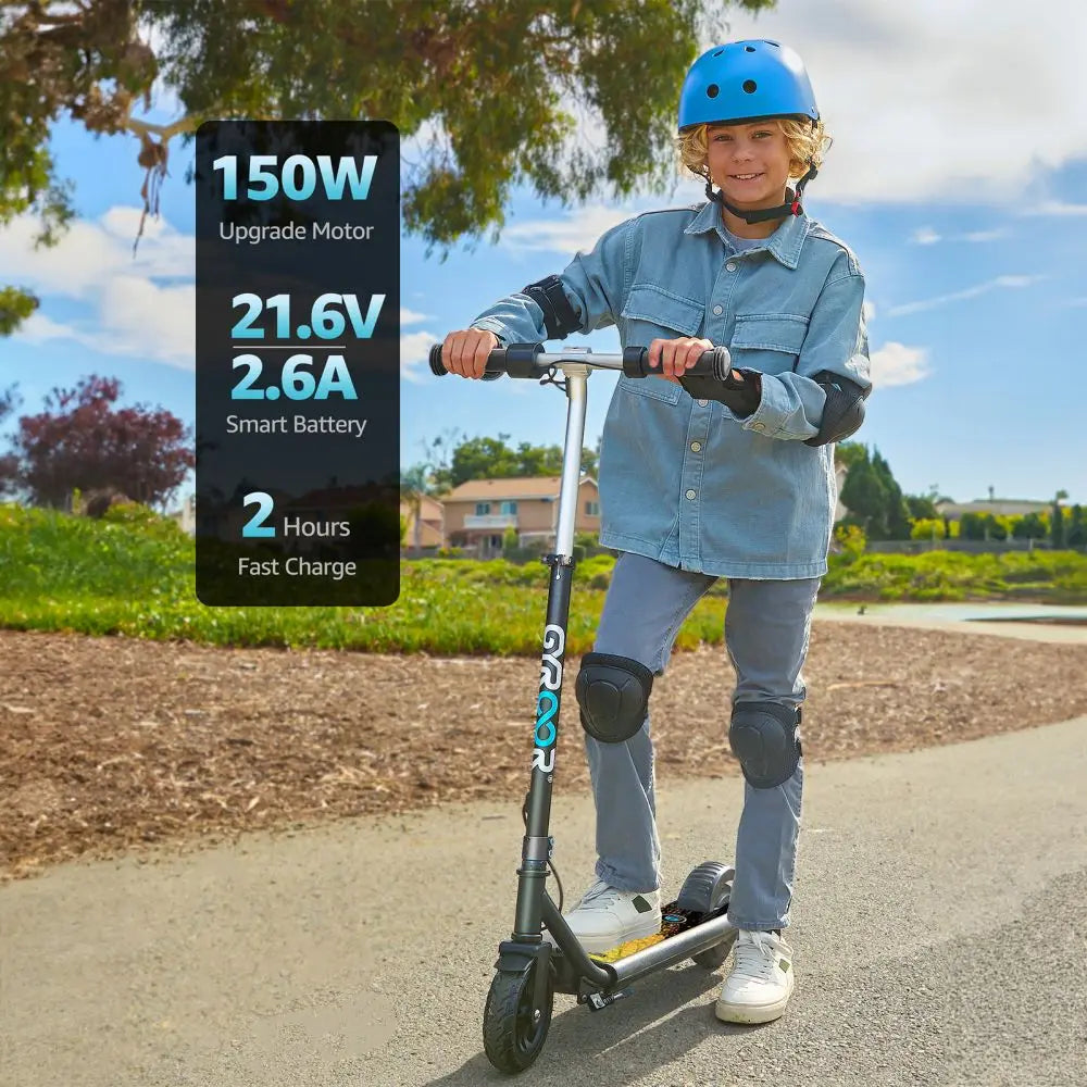 Gyroor H30Max Electric Scooter for Kids, LED Dispaly, 150W Powerful Motor, Dual Brake System, Adjustable Height and Speed
