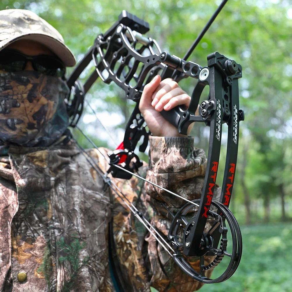 Compound Dual-use Bow 30-60lbs 19 Inch Axle 80 Percent Let-off 420FPS Right Hand Steel Ball Archery Bow for Outdoor Hunting Target Shooting