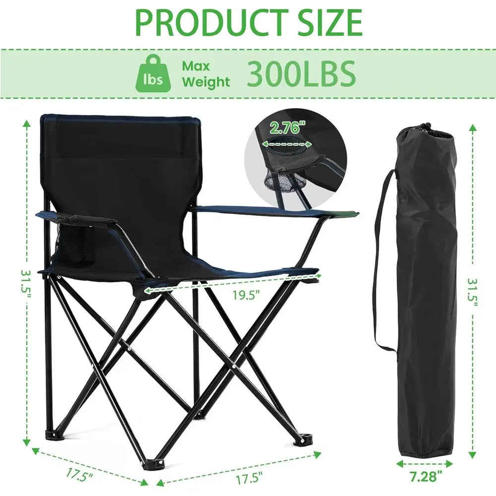 2 Pack Lightweight Folding Camping Chairs, Outdoor Lawn Beach Chair with Cup Holder & Carry Bag, Ideal for Travel, Picnic, Backy