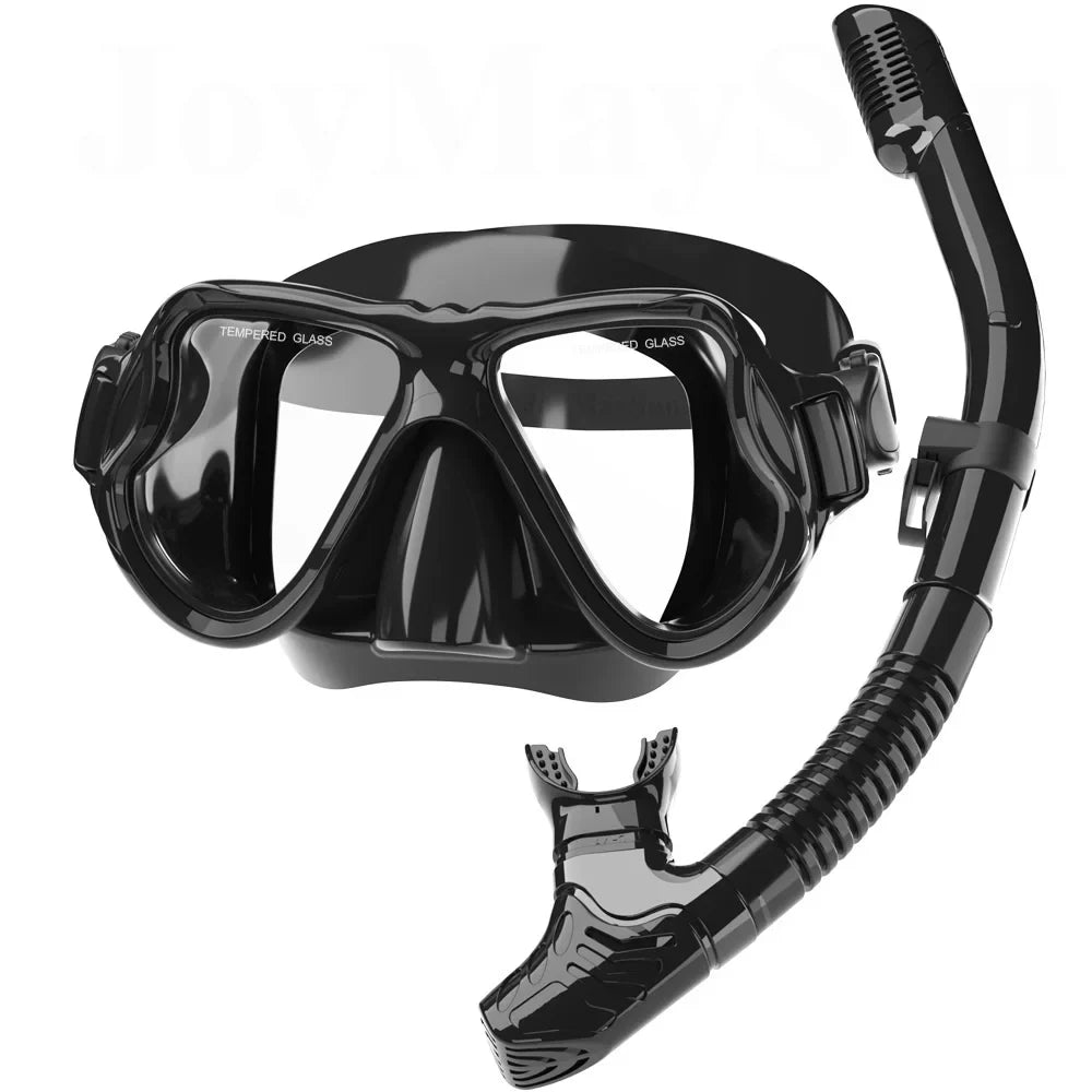Dry Snorkel Mask Set Panoramic Wide View Anti-Fog for Adults Underwater Snorkeling Swimming Training Diving Glasses Adjustable
