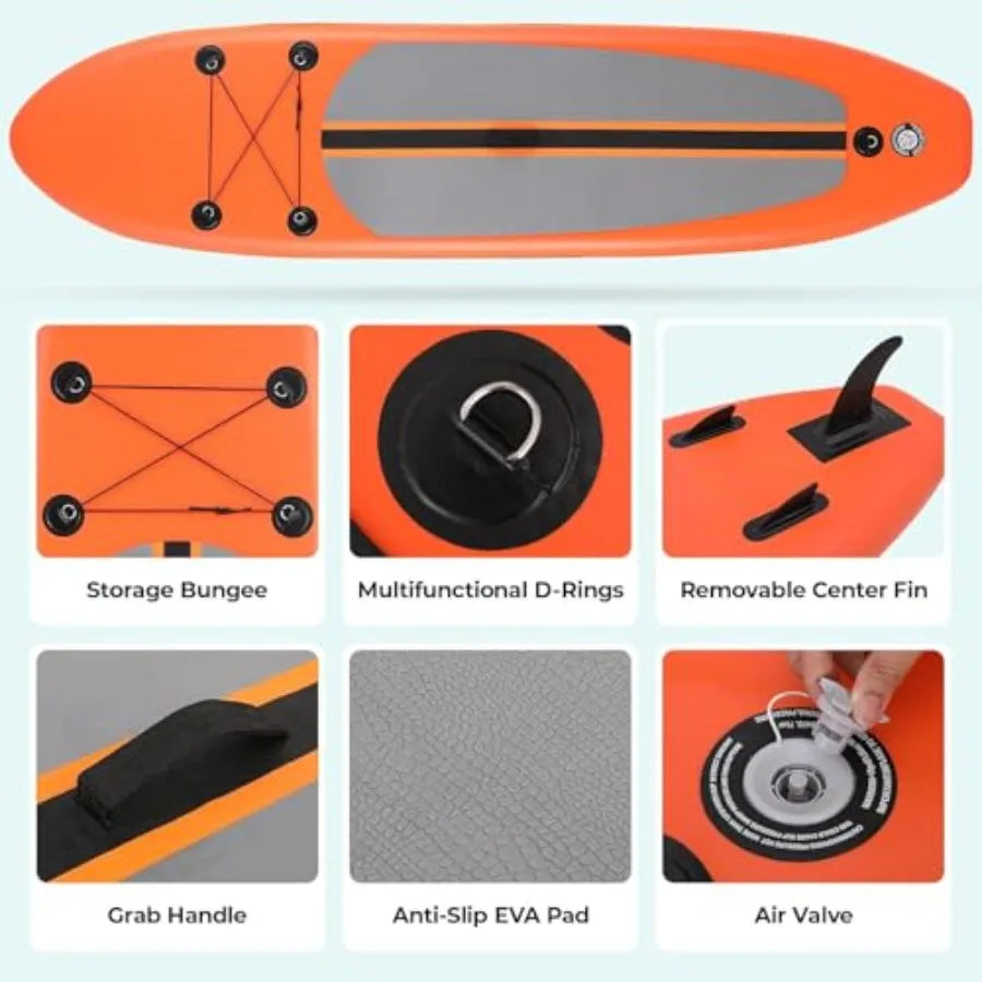 Inflatable Stand Up Paddle Board for outdoor water sports PVC material blue color ultra-stable 3-fin design and 400LBS capacity