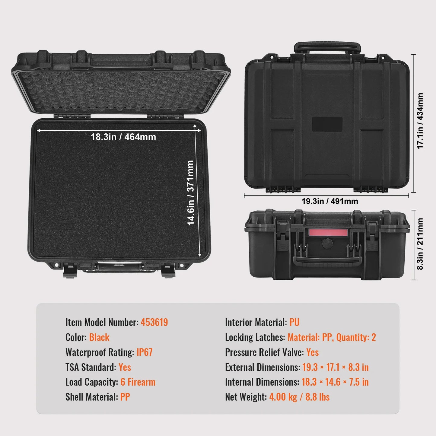 SucceBuy Hard Pistol Cases with Pre-cut PU Foam Lining Waterproof Dustproof Hard Gun Case for 1/2/5/6Pistol Lockable Pistol Case