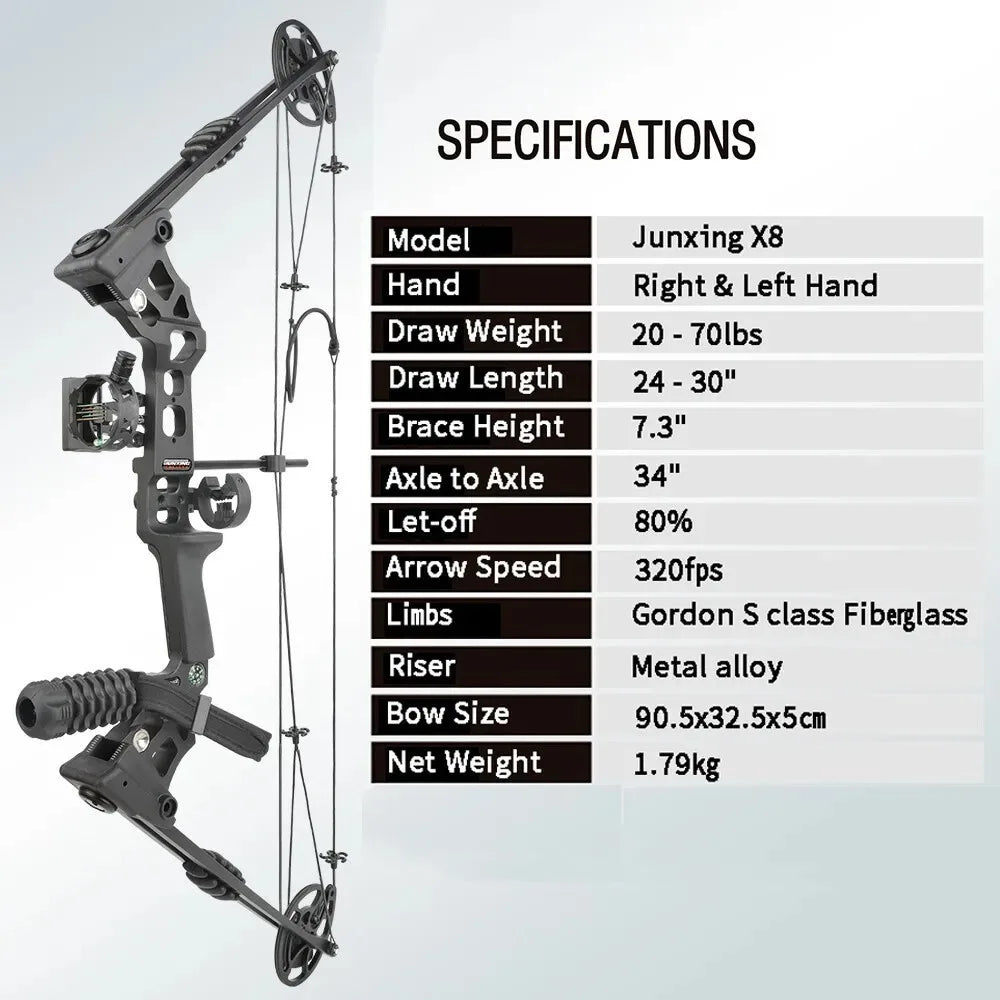 Archery Dual Purpose Compound Bow Set RH Kit 40-70Lbs Steel Ball & Arrow Dual Shooting Design Outdoor Hunting Sports