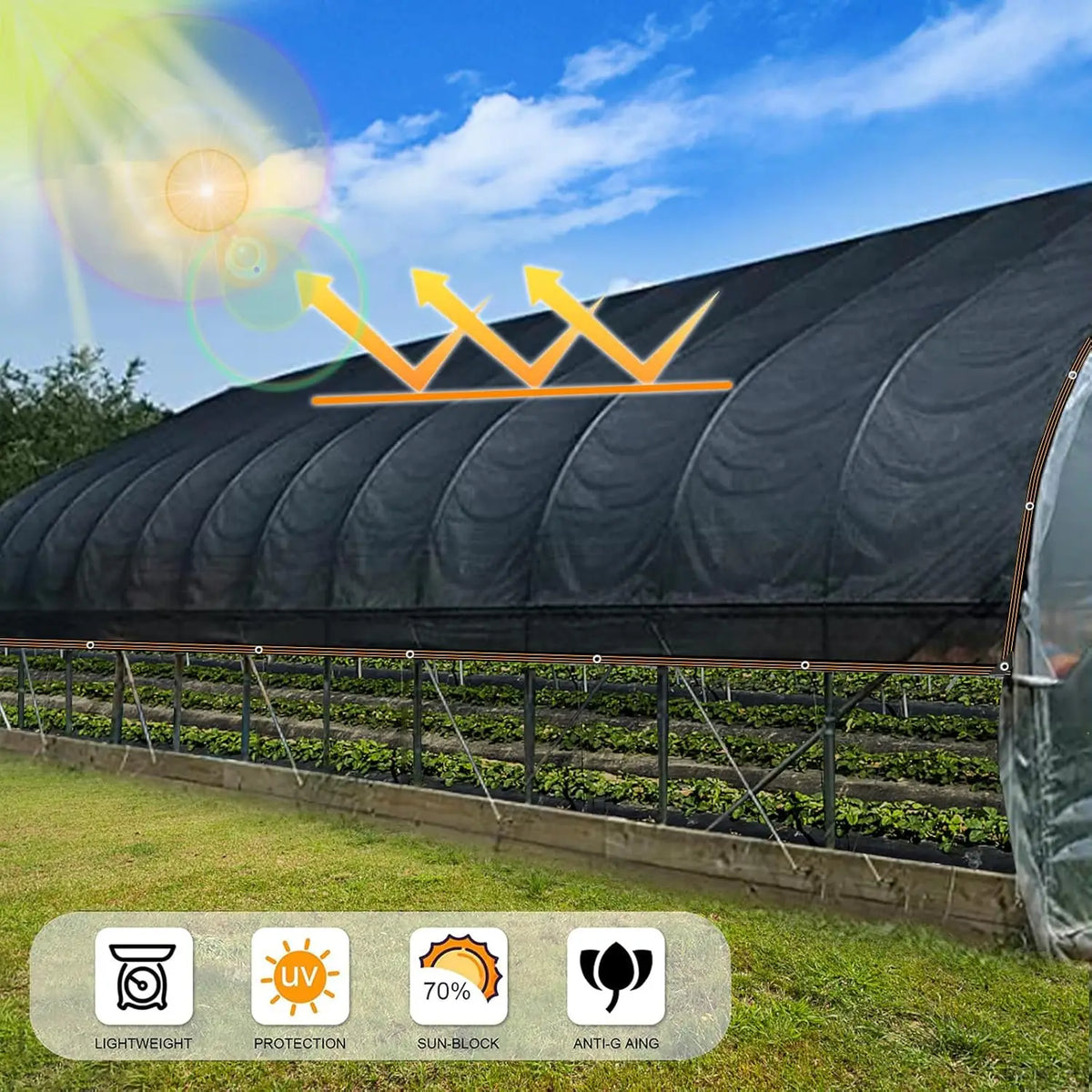 70% Shade Rate 10x20FT Heavy Duty Shade Cloth - Breathable UV Resistant Net for Greenhouses, Carports & Swimming Pools
