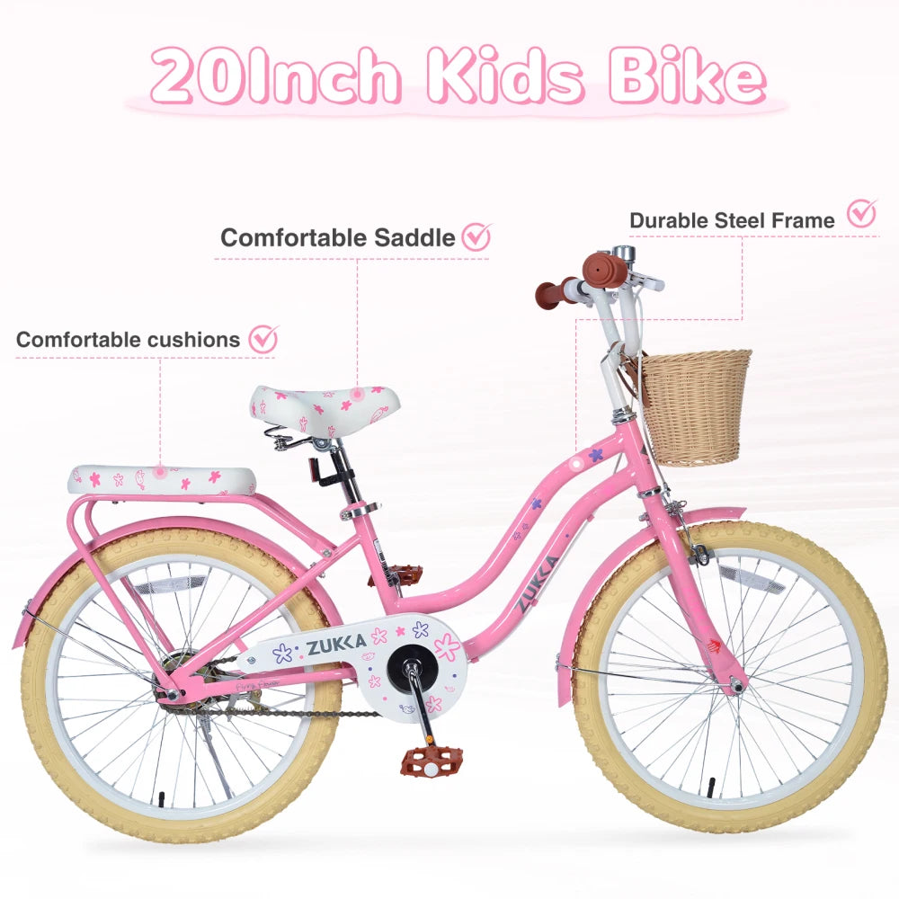 Multiple Colors,Girls Bike with Basket for 7-10 Years Old Kids,20 inch  wheel ,No Training Wheels Included