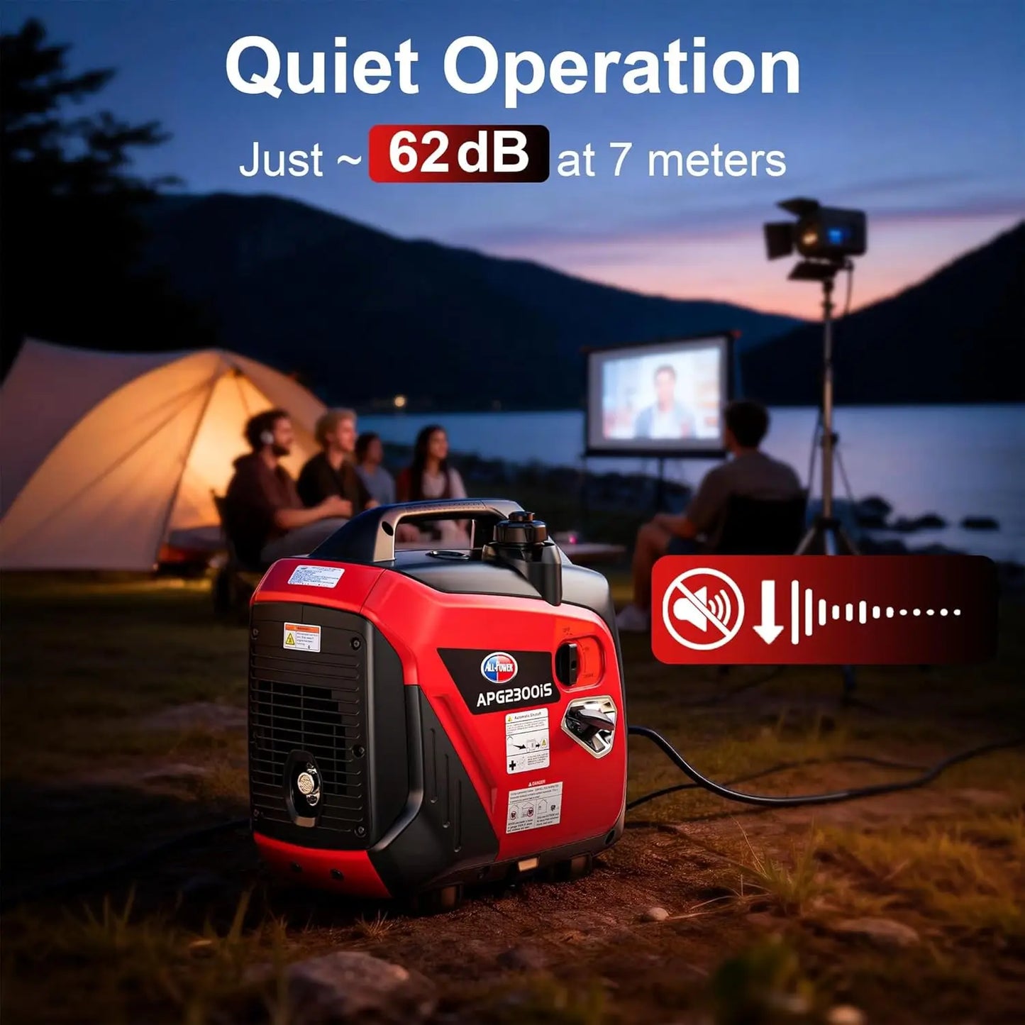 2300W Portable Inverter Generator for Home Use, Quiet Small Generator for Camping Outdoor, EPA Power Station with Fuel Shut Off and CO Minder, ECO Mode