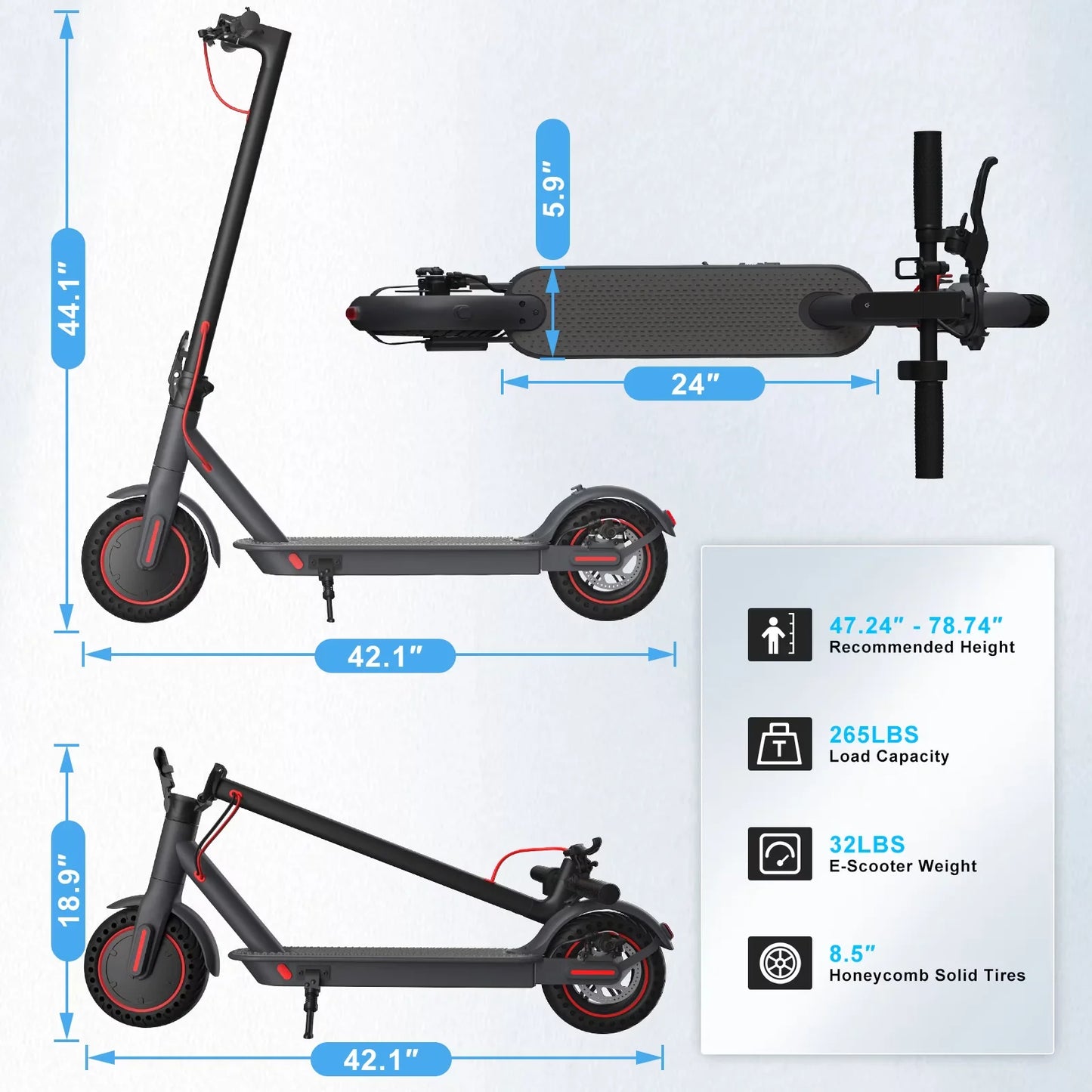 350W Electric Scooter for Adults 19mph Top Speed 21 Miles Max Range Foldable E-Scooter with 8.5'' Tires Double Shock System APP Control