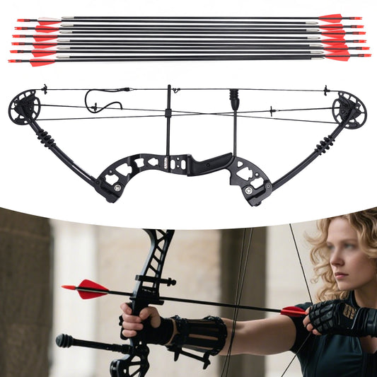 Right Handed Compound Bow Kit with 12 Arrows Competition Compound Bow Archery Equipment for Adults and Beginners,Weight 30-55lbs