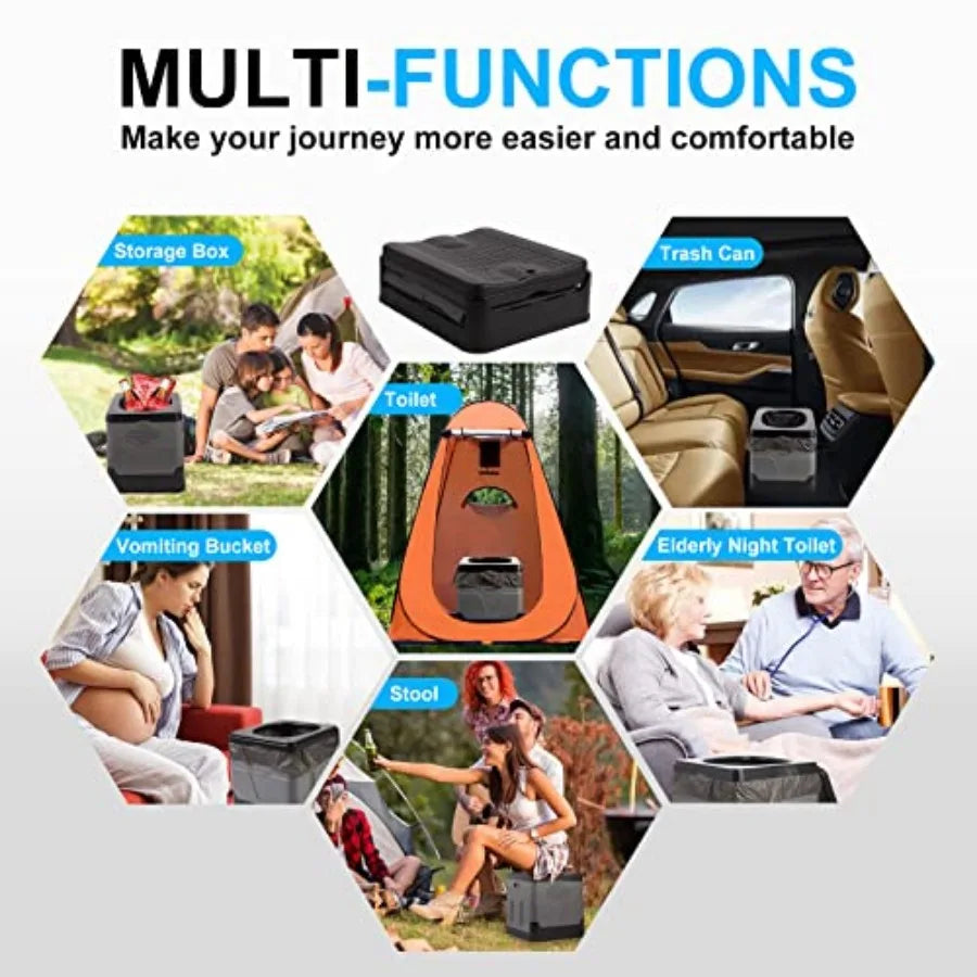 Portable Toilet Camping Toilets for Car Indoor Outdoor Commode Foldable Travel Potty for Camping, Tent, Hiking, Boating, Long R