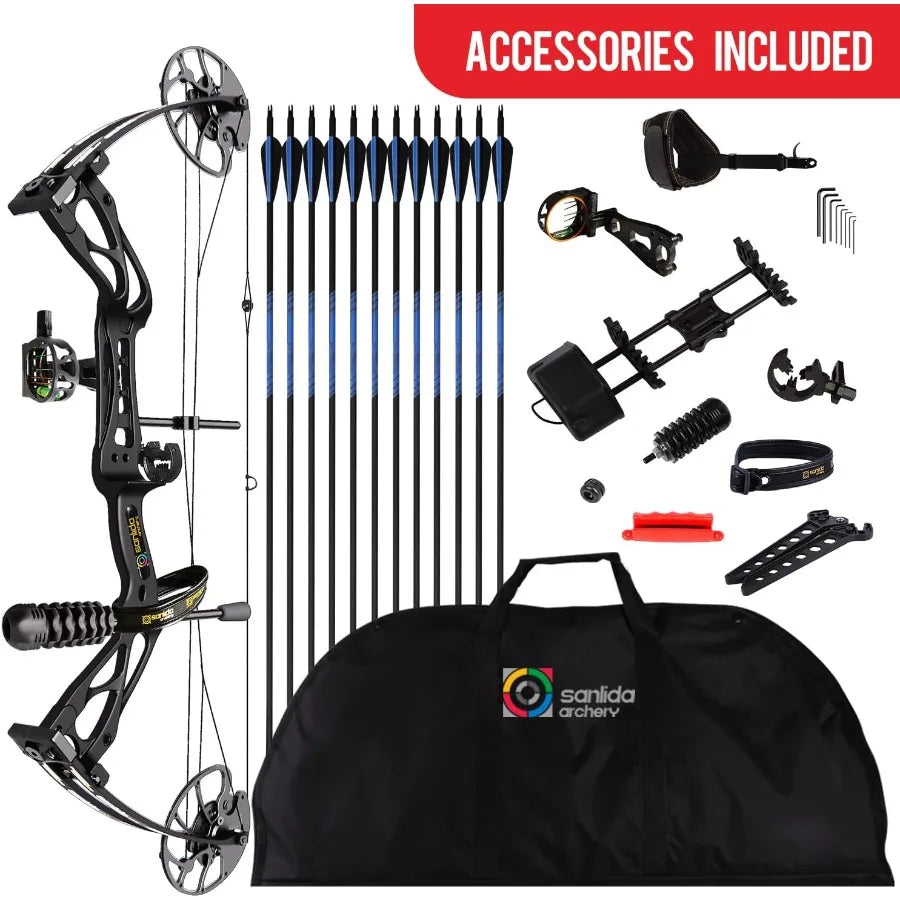 Sanlida Archery Dragon X8 RTH Compound Bow Package for Adults and Teens1831 Draw Length 070 Lbs Draw Weight up to IBO 310 fps N
