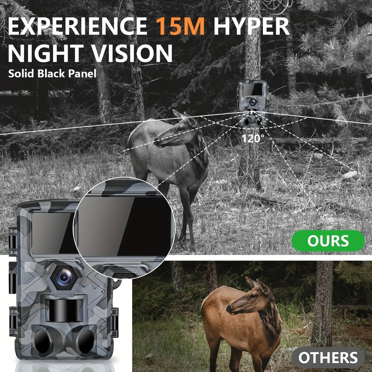 Fargarloo 3PCS Trail Camera with WiFi and APP Control, 60MP Hunting Camera, Motion Activated Night Vision, IP66 Waterproof, 120° Wide Angle with 32GB TF Card for Wildlife Monitoring