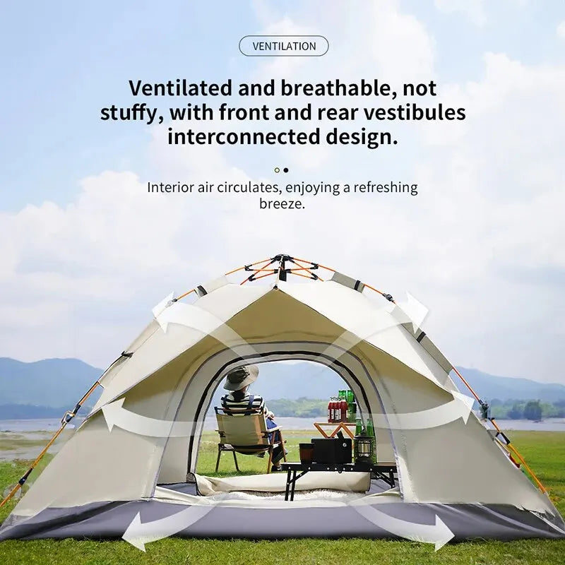 Outdoor Folding Tent Fully Automatic Quick Opening Tent 3-4 Person Self Driving Camping Tent Rain Proof Sun Proof Portable