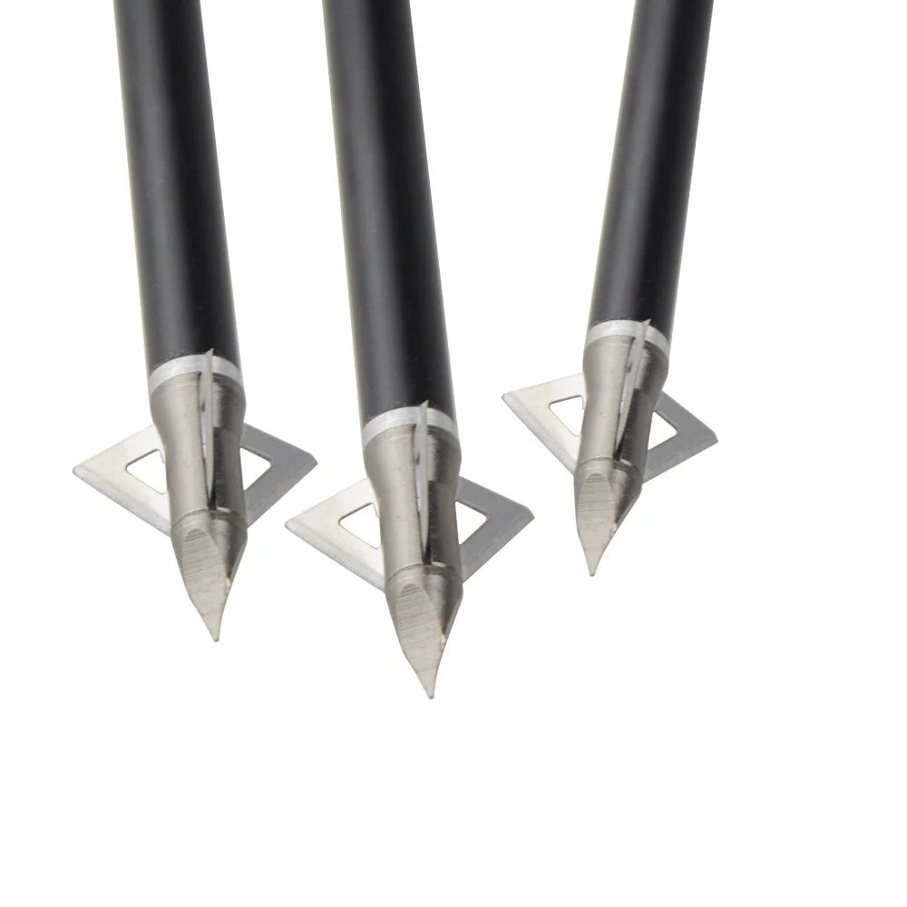 Broadhead Arrowheads 12Pcs 100Grain 3 Fixed Blades Stainless Steel Screw-in Tips for Compound Recurve Crossbow Hunting Shooting Target Practice Durable Corrosion-Resistant Archery Accessories