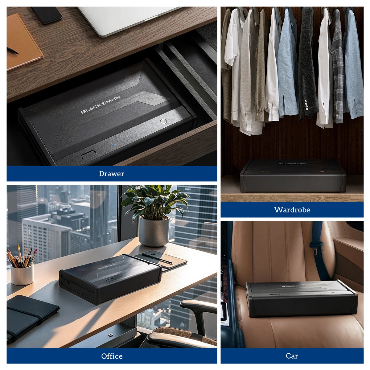 Blacksmith Biometric Pistol Safe Gun Locker Box with APP Control and Fingerprint 5-Quick Access Unlock Gun Case for 2 Pistols