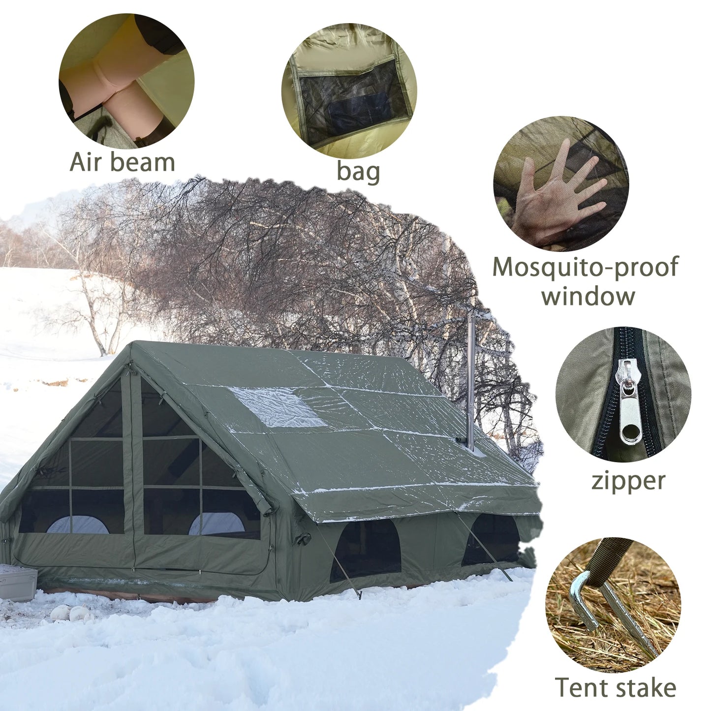 Pakicetus Quick Setup Inflatable Camping Tent, Waterproof Family Tent for 4-8 Persons, Portable Air Tent with Carry Bag