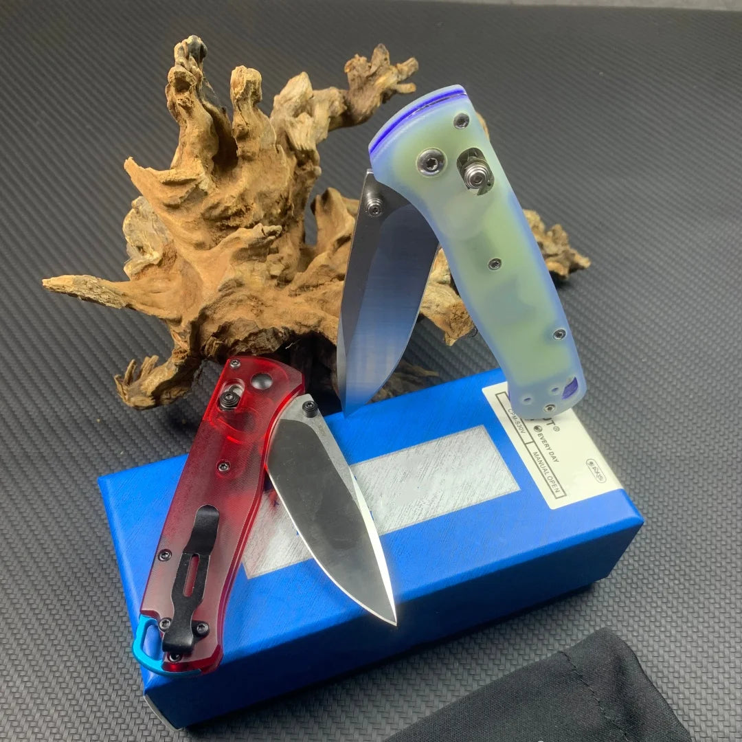 Premium 535 EDC Folding Knife, Transparent Jade G10 Handle Equipped with Sharp S30V Blade, Portable Outdoor Pocket Utility Knife, Custom Service Supported, US Local Warehouse Quick Dispatch, Great Camping Tool & Men’s Gift