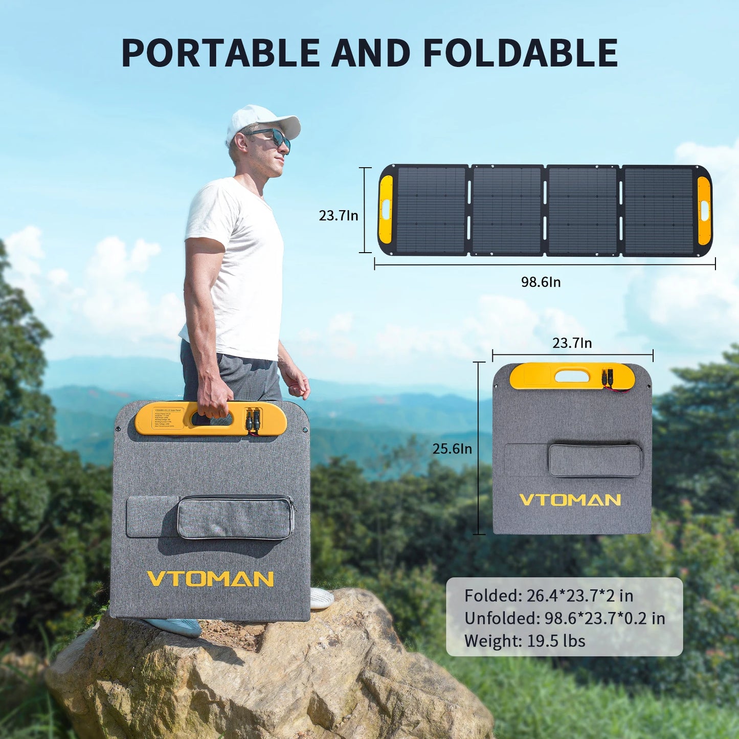 VTOMAN 48V 220W / 200W High Efficiency Solar Panel Kit, Foldable Waterproof Solar Charger,Portable Power Supply for Camping