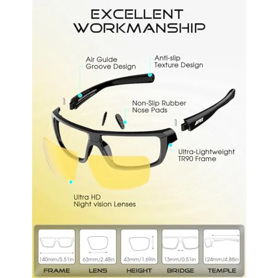 Polarized Sunglasses Men for Fishing: UV Protection Lightweight TR90 Sports Wrap Sun Glasses Driving Golf Running