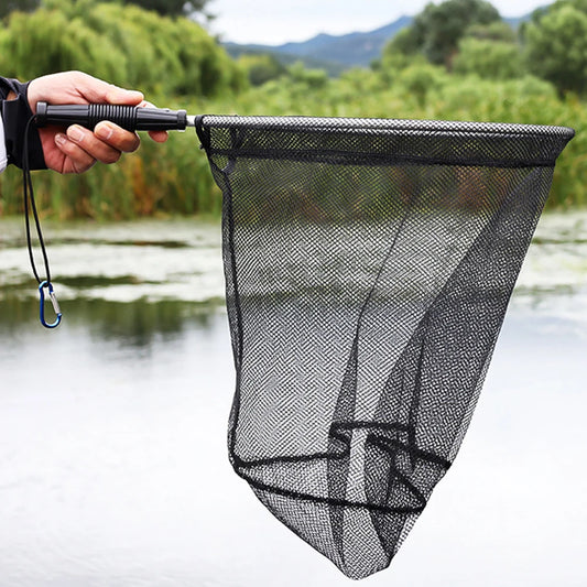 50cm Nylon Landing Net Aluminum Alloy Retractable Fishing Net Portable Collapsible Fishing Landing Mesh Foldable Fishing Tools