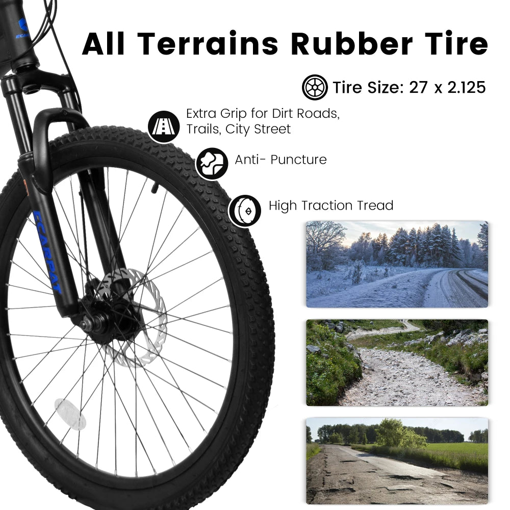 A2760  27.5 Inch Full Suspension Mountain Bike, Front and Rear Dual Shock Absorbers, Mechanical Disc Brakes, 21-Speed, Suitable for Men and Women, Ideal for Travel and Fitness Enthusiasts