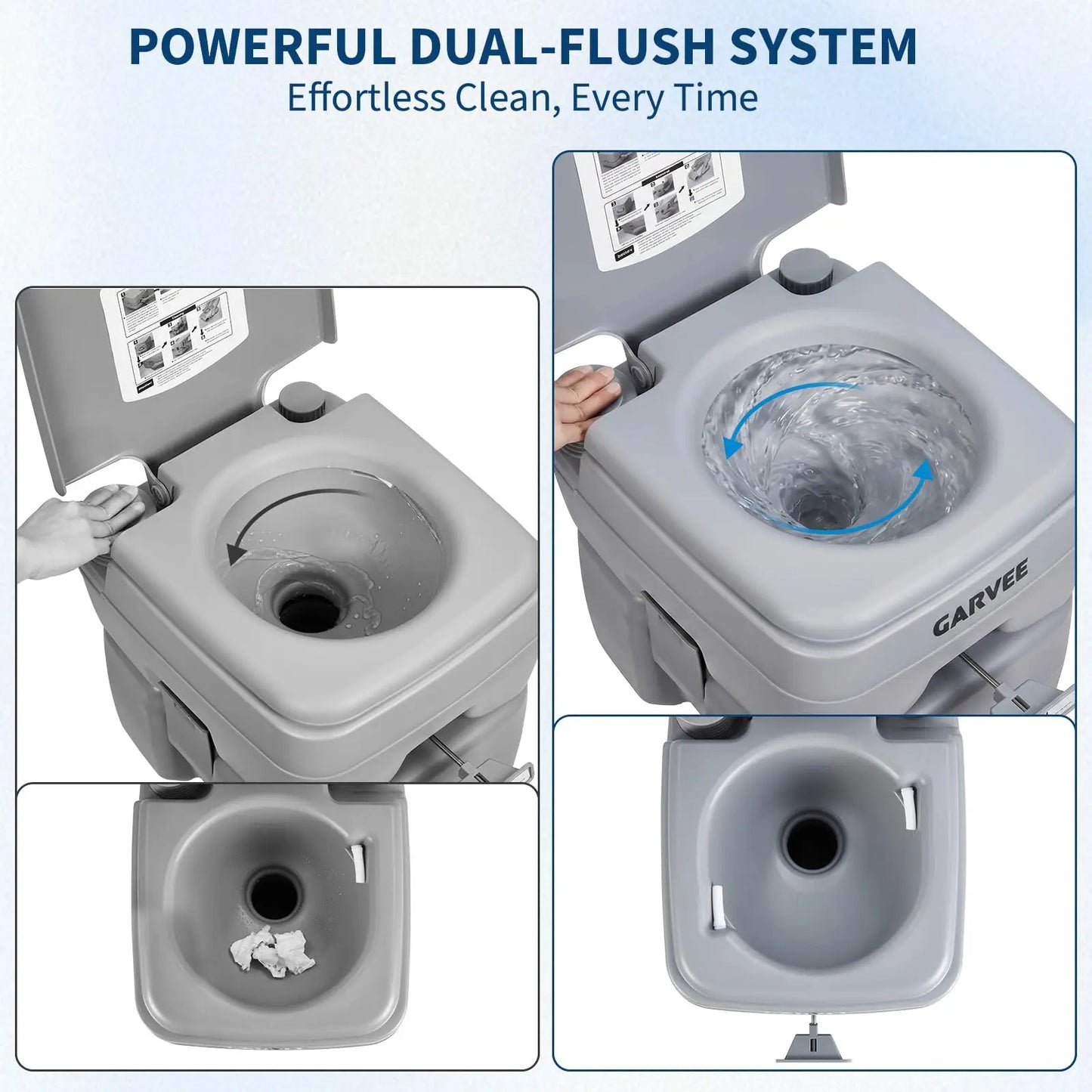 Portable Toilet For Camping 5.3 Gallon With Carry Bag, Dual Flush Detachable Waste Tank For RV Boat Truck Travel