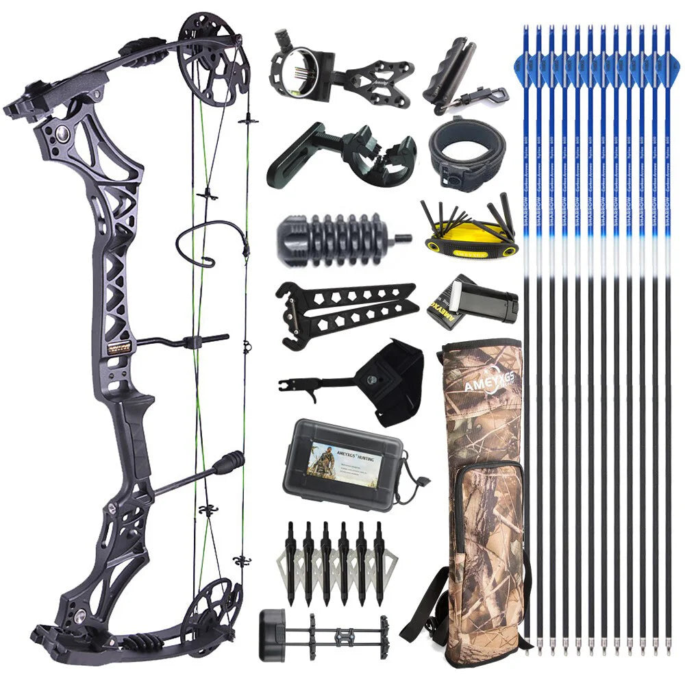Archery Compound Bow 30-70lbs M129 320fps 80% Let-off Magnesium Alloy Riser for Right Hand Beginners Target Hunting Practice
