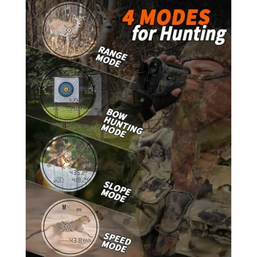 Hunting Rangefinder with Bow Hunting Mode for Distance Angle Speed Scan 6X Magnification 1500 Yard Range Multifunctional Red Ta