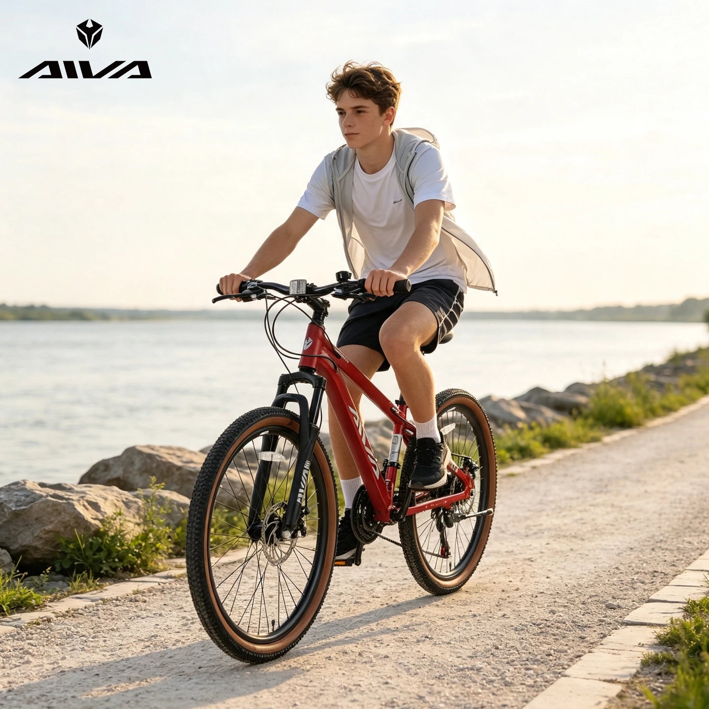 AIVA MT24FS 24 Inch Hardtail MTB, 21 Speed Mountain Bike, Bicycle for Teenagers and Adults, Lightweight Aluminum Frame, Suspension Fork, Front & Rear Disc Brakes