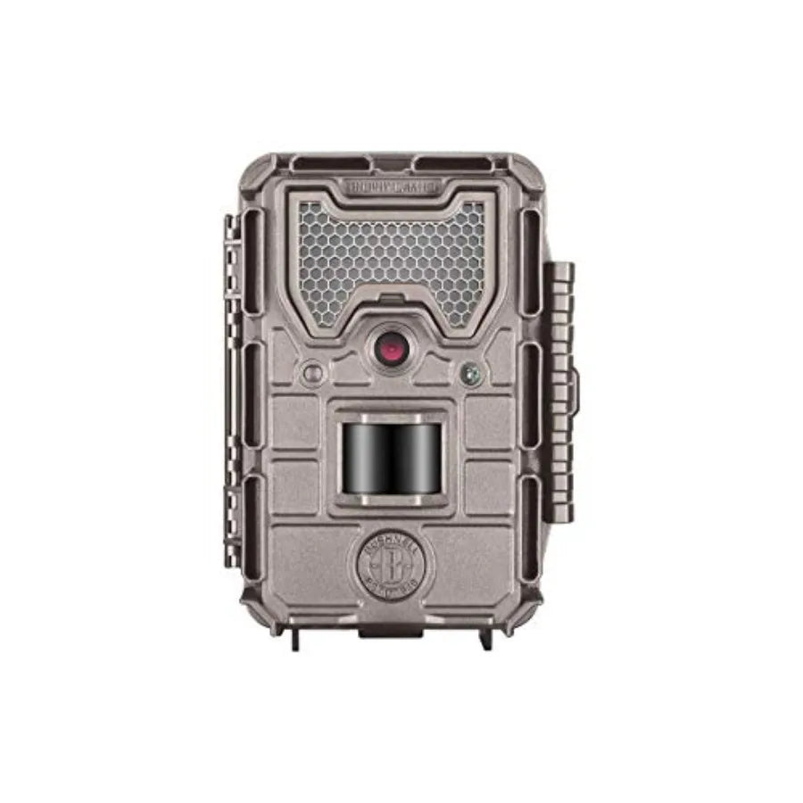 Trail camera for outdoor wildlife monitoring, brown camouflage housing with weather-resistant plastic, discreet design and long