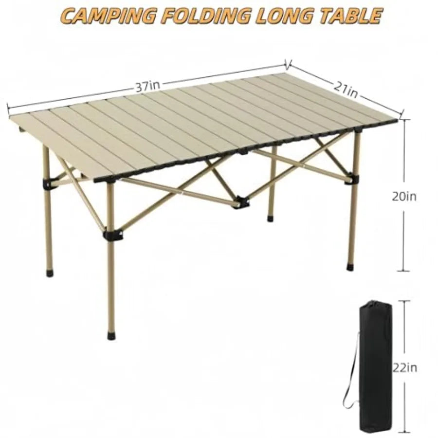 Folding Camping Table, Portable Beach Table, with Portable Bag Suitable for Indoor, Outdoor, Camping, Backyard, Party, Patio, T