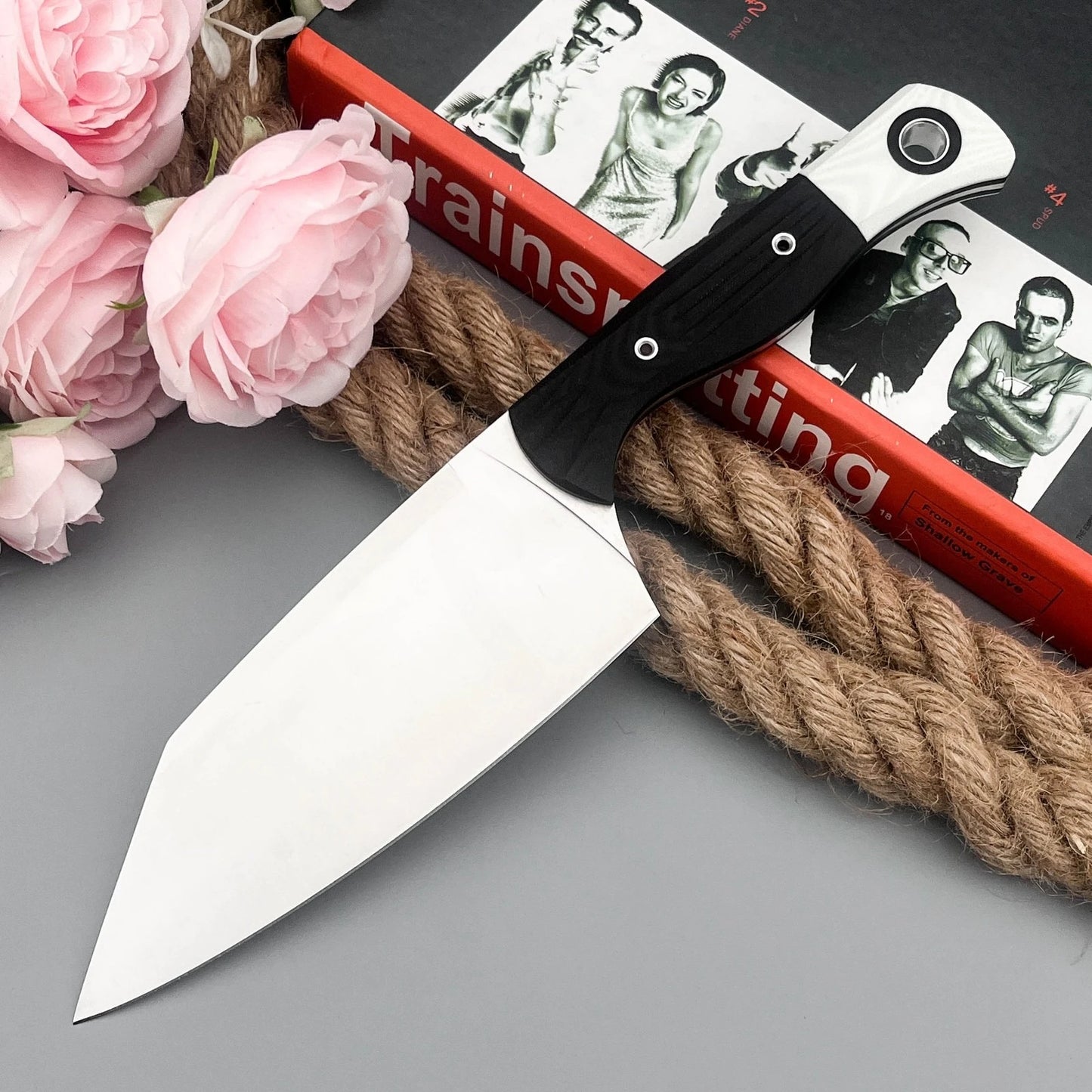 4170BK-01 High-Hardness Jungle Fixed-Blade Knife with Sheath, D2 Blade, G10 Handle—Everyday Survival, Camping, and Adventure Tool; Portable Outdoor Rescue Knife; Gift