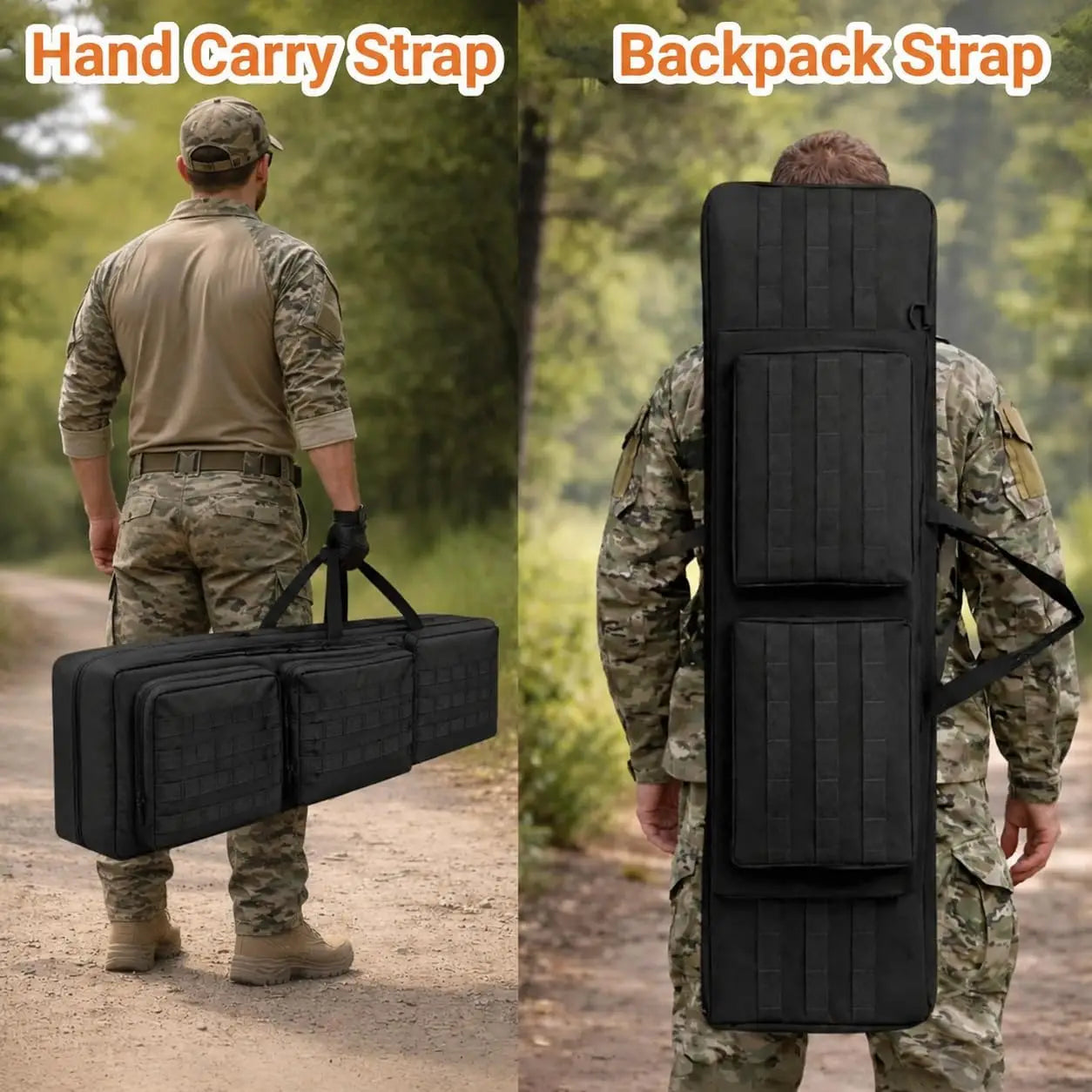 36 46 in Double Rifle Soft Case Dual Rifle Bag Tactical Shotgun Case with Tactical Pockets Backpack for Hunting and Shooting