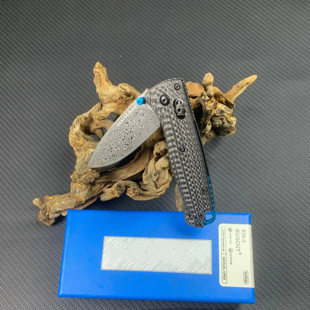 535 Folding Pocket Knife with Carbon Fiber Handle and Damascus Steel Blade, Factory Direct Wholesale & Retail, Custom Logo Engraving Available, US Warehouse Fast Shipping, Exquisite EDC Knife, Perfect Collectible Gift for Kni